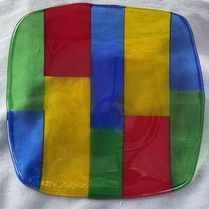 Vintage Fused Art Glass Trinket Dish